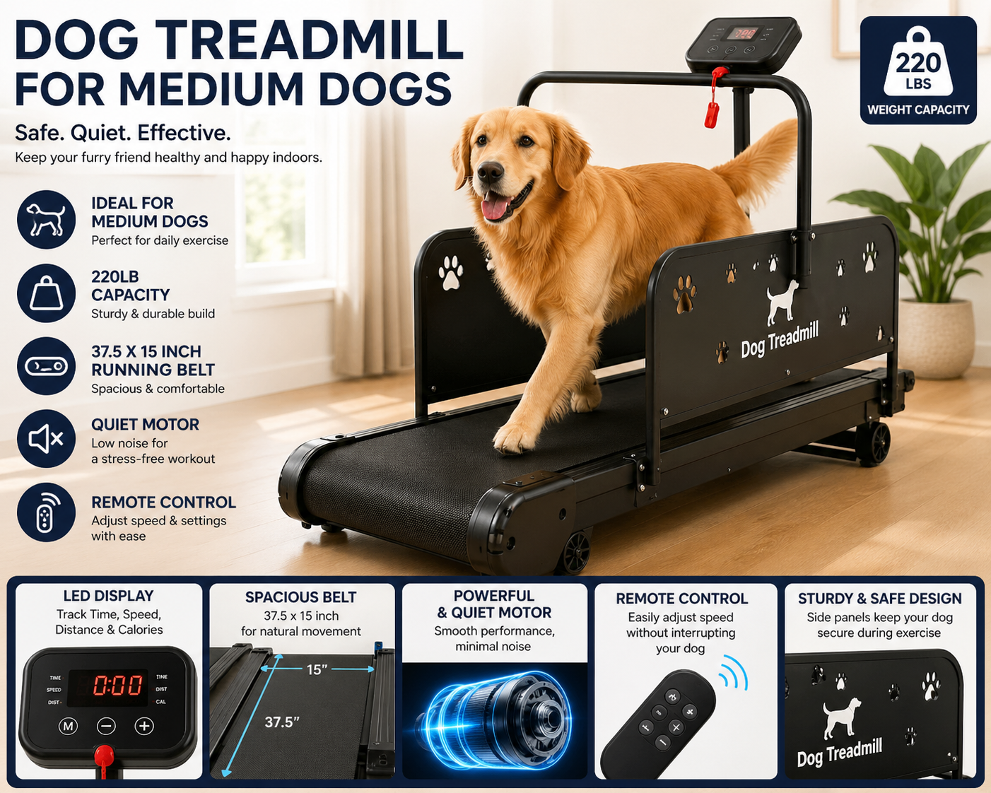HarmoFurn Dog Treadmill For Medium Dogs: