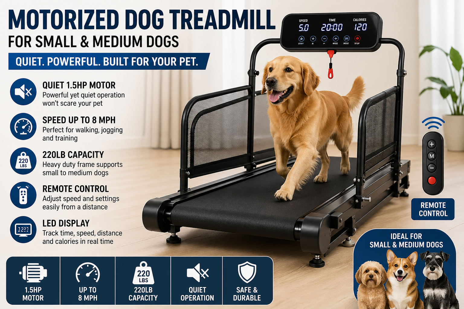 IHUESHO Motorized Dog Treadmill for Small Dogs: