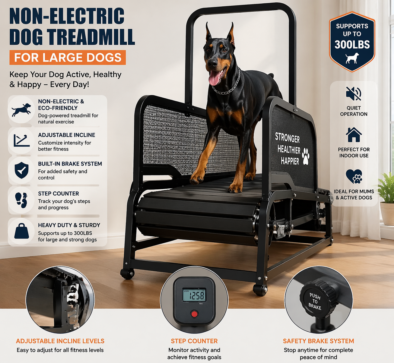 Non-Electric Dog Treadmill for Large Dogs