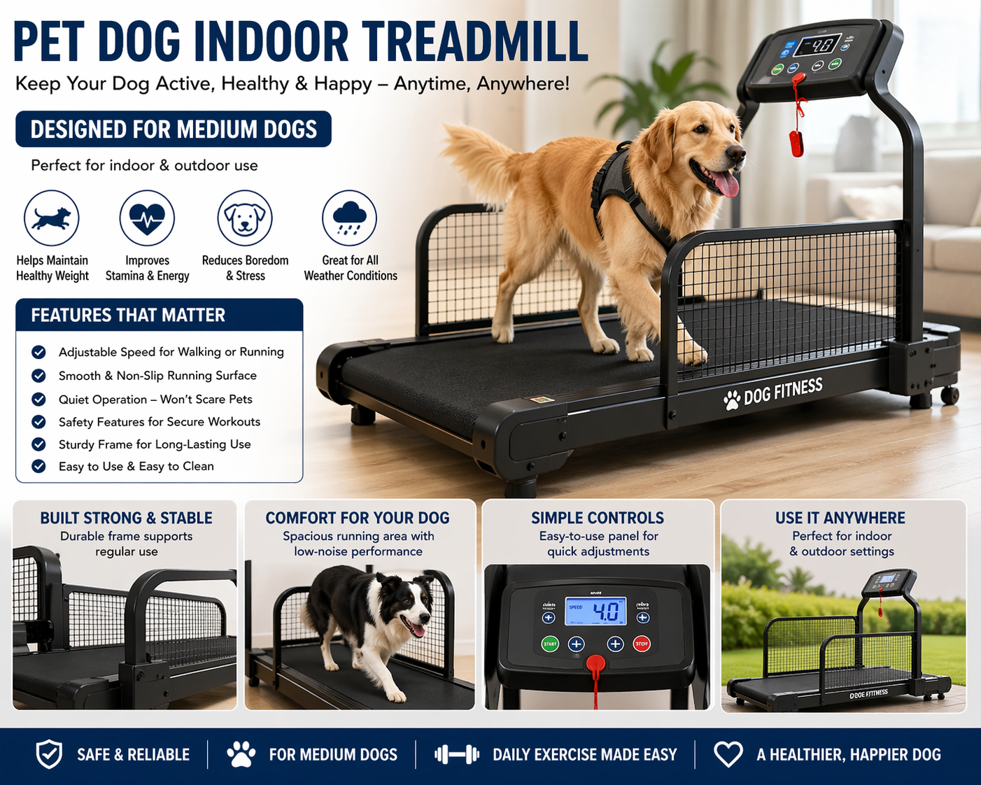 Indoor Dog Treadmill for Medium Dogs