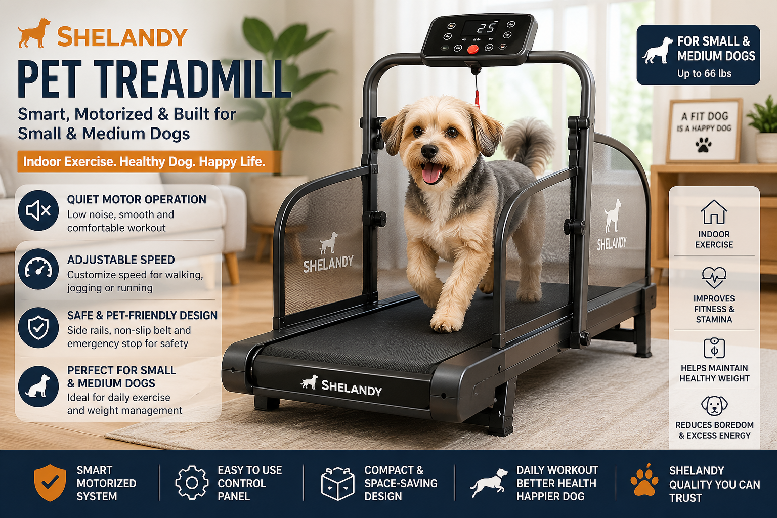 Shelandy Dog Treadmill for Small & Medium Dogs