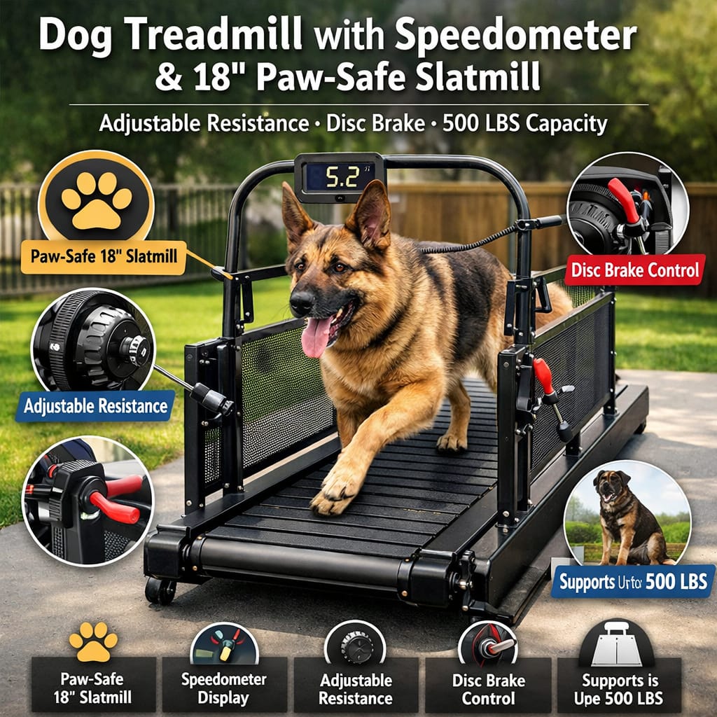 Dog treadmill with speedometer