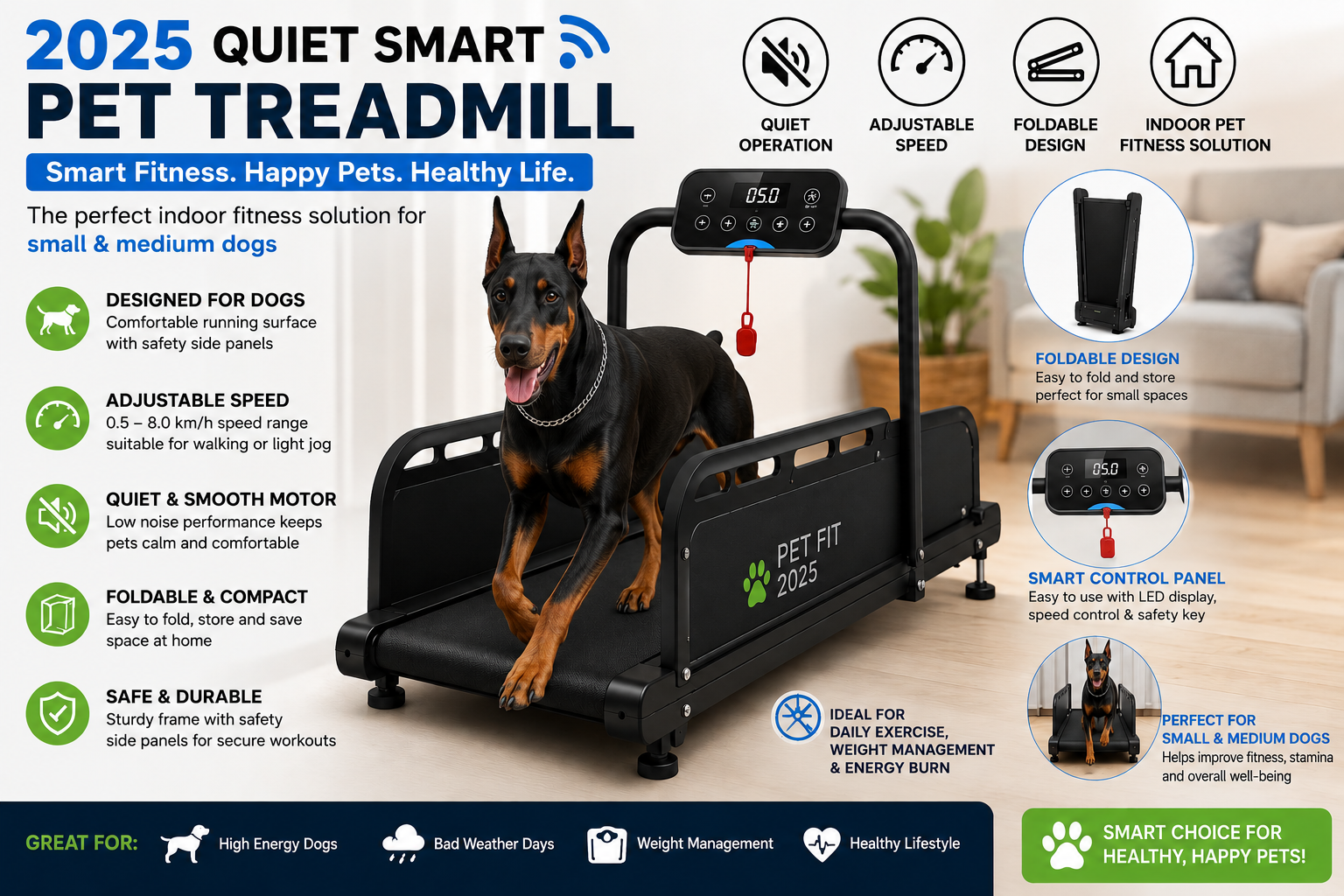 Foldable Walking Dog Treadmill for Small & Medium Dogs
