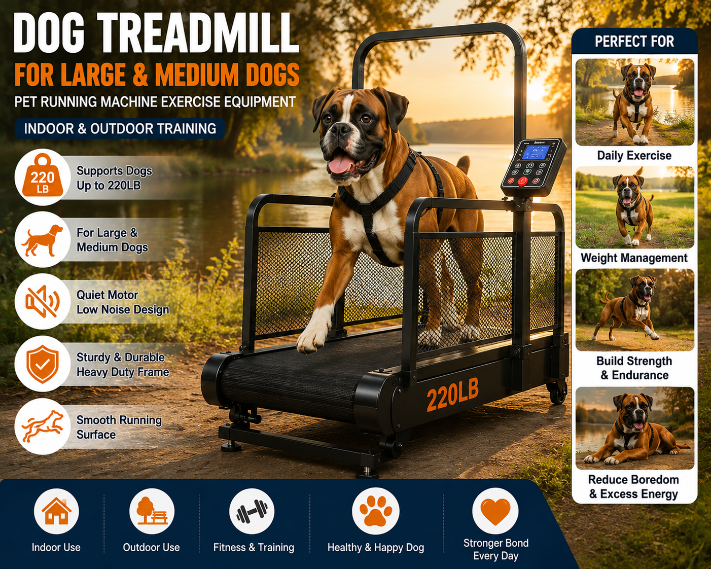HEAXIY Dog Treadmill for Large Medium Dogs