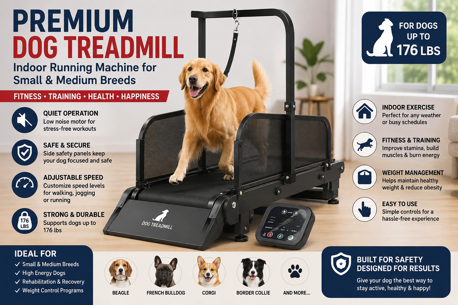 Premium Dog Treadmill for Small & Medium Dogs