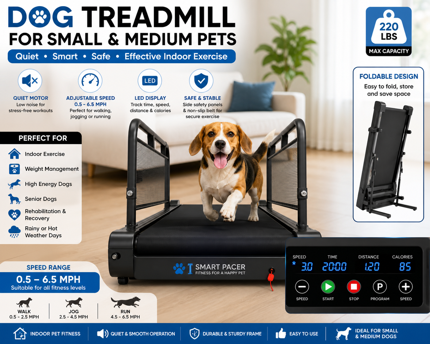 Quiet Smart Dog Treadmill for Small Dogs