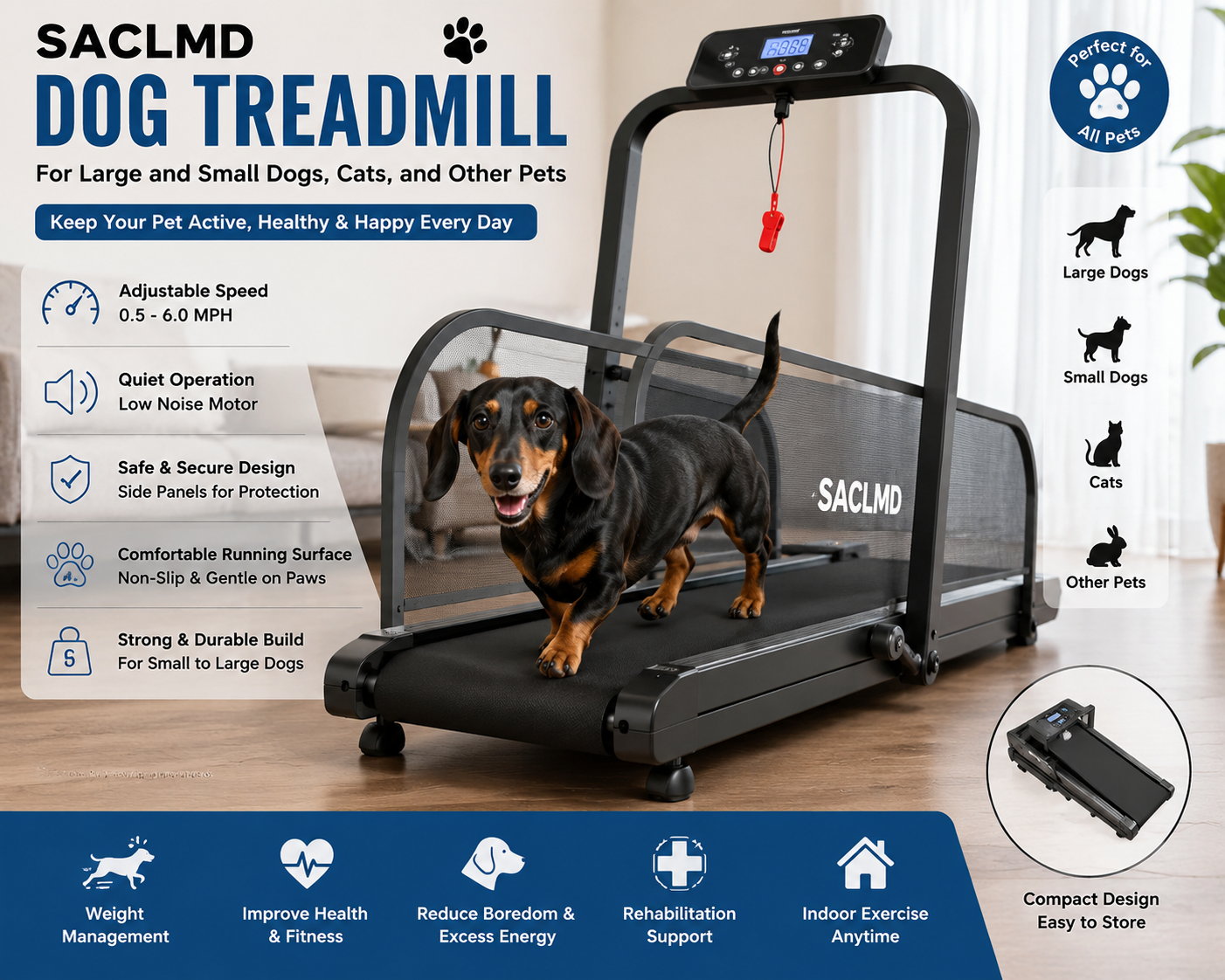 SACLMD Dog Treadmill For Small & Medium Dogs