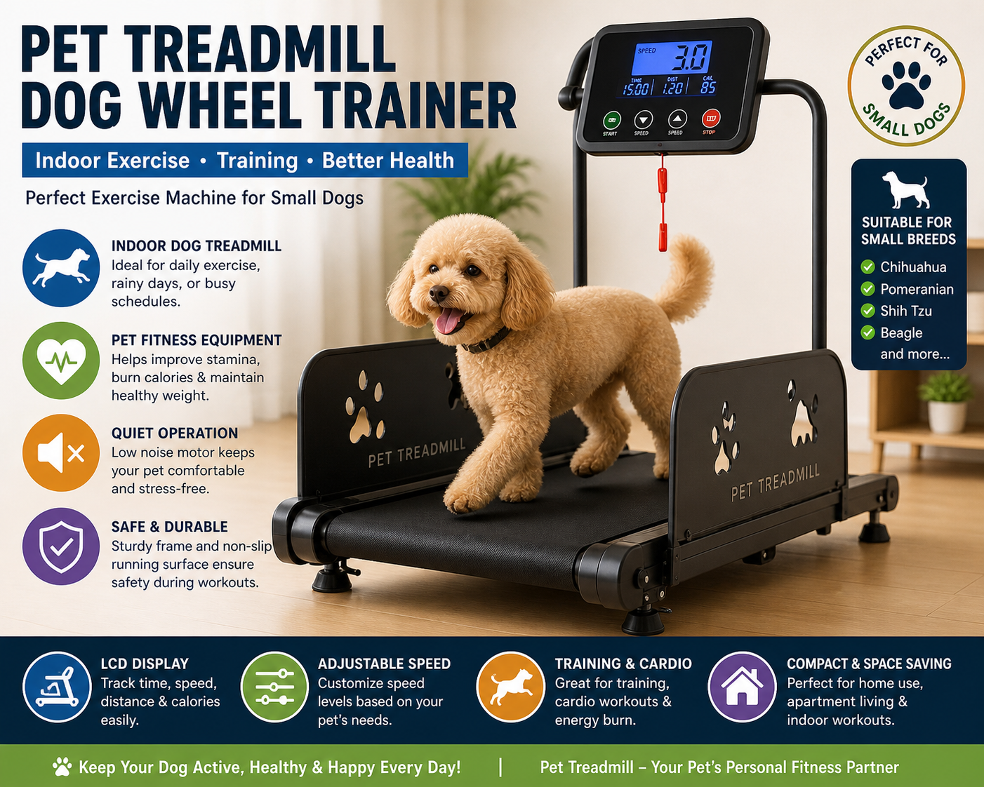 Small Dog Treadmill Training Machine, with LCD Display
