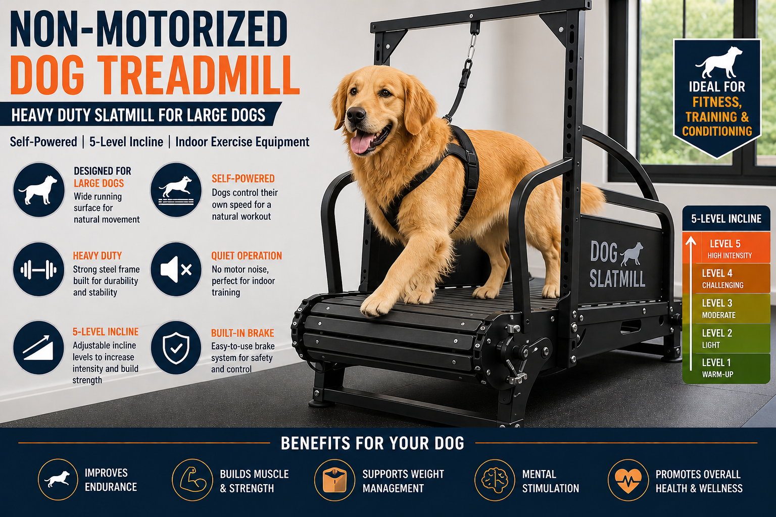 Wide Dog treadmill for large Dogs