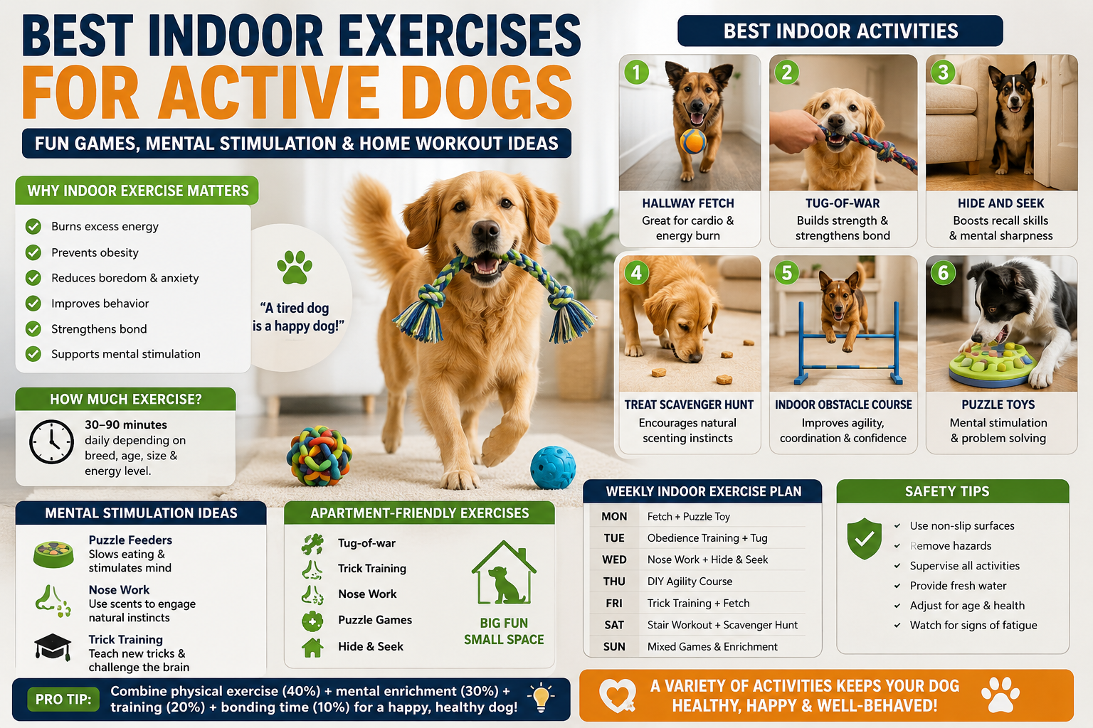 Best Indoor Exercises for Active Dogs